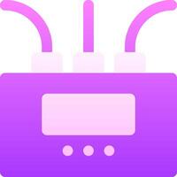 A purple and white computer with two wires coming out of it vector