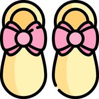 A pair of baby shoes with bows on them vector