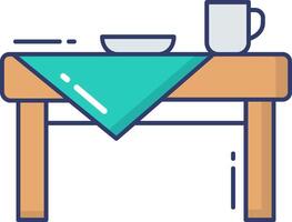 Table with a cup and plate on it vector