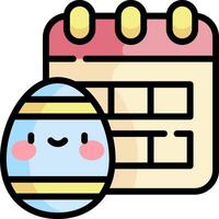 A calendar with a cute egg next to it vector
