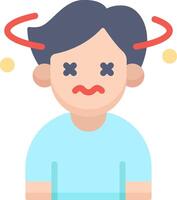 A man with a headache and a red dot on his head vector