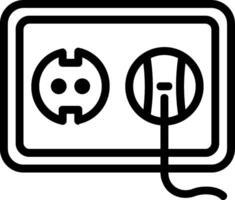 A black and white image of a plug and socket vector