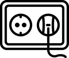 A black and white image of a plug and socket vector