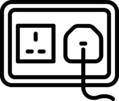 A black and white image of a plug and socket vector