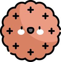 A cartoon cookie with a face and cross marks vector