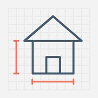 A house with a measurement line and a measurement scale vector