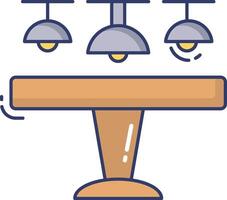 A table with three lights on it vector