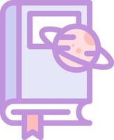An open book with a planet on it vector