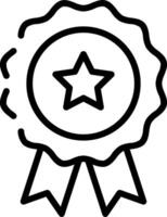 A black and white icon of a star and a ribbon vector