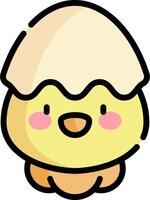 A cartoon chicken with a big head and a small body vector