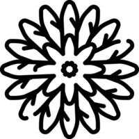 A flower with leaves and petals in a black and white drawing vector