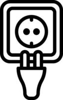 A black and white icon of a plug with a face on it vector