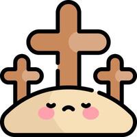 A cartoon cross with a sad face vector