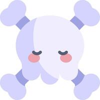 A cartoon skull with eyes closed and two crossed bones vector