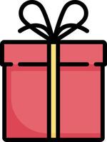 A red gift box with a bow on it vector