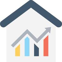 A house with a graph and an arrow going up vector