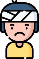 A cartoon man with a bandage on his head vector
