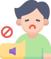 A man is holding a phone with a microphone and a no sound icon vector
