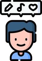 A man with a music note and heart icon vector