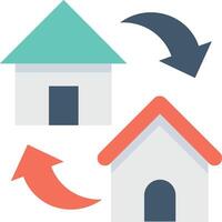 Three houses with arrows pointing to the left and right vector
