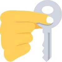 A hand holding a key in front of a white background vector