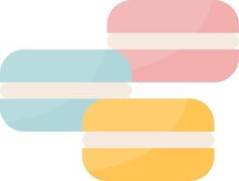Three macarons with different colors on a white background vector