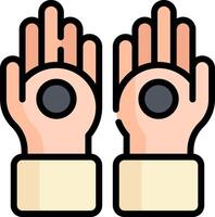 Two hands with a black button on each one vector