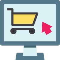 A computer screen with a shopping cart icon and an arrow pointing up vector
