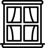 A black and white window with curtains vector