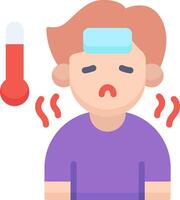 A man with a thermometer in his forehead vector