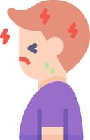 A man with a headache and a red spot on his forehead vector