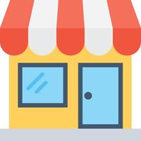 A small business store with a red awning vector
