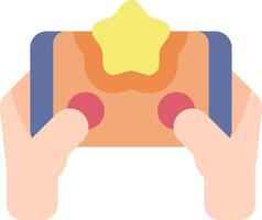 A hand holding a game controller with a star on it vector