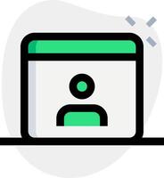 A person is looking at a computer screen with a green icon vector