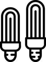 Two light bulbs are shown in black and white vector