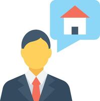 A man with a speech bubble with a house icon vector