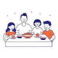Candid shot of a family enjoying a meal during Labh Pancham vector