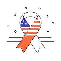 Veterans Day appreciation with glowing ribbon and flag vector