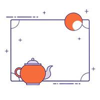 Teapot and Moon Border Frame with Copy Space vector