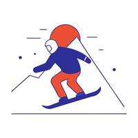 Snowboarder on Glossy Powder Snow in Mountain Range vector