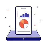 Smartphone with holographic dashboard and progress bar vector