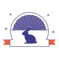 Rabbit and Fan Border Frame with Copy Space vector