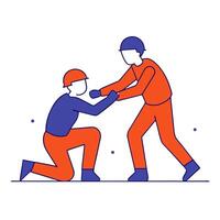 Soldier helping a fellow soldier during a training exercise vector