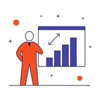 Sales manager analyzing glossy sales data vector