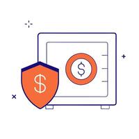 Safe and dollar sign with the word Protect isolated on a white background vector