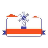 Prairie and Windmill Border Frame with Copy Space vector
