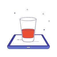 Smartphone with holographic whiskey glass floating above isolated on white with copy space vector
