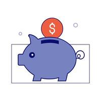 Piggy bank and dollar bill with the word Save isolated on a white background vector