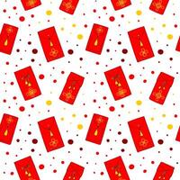Chinese New Year Celebration Holiday Pattern. Seamless endless ornament. Red envelopes, money packets, white background. Wallpapers, pattern fills, web design, backgrounds, surface, papers, wrapping vector