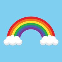 Rainbow Flat style with clouds vector